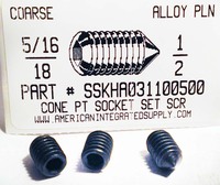 5/16-18X1/2 SOCKET SET SCREW CONE POINT ALLOY STEEL PLAIN