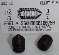 1/2-13X3/4 SOCKET SET SCREW CONE POINT ALLOY STEEL PLAIN