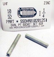 #10-32X1-1/4 SOCKET SET SCREW OVAL POINT ALLOY STEEL ZINC PLATED (DISCONTINUED)