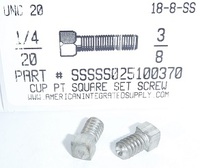 1/4-20X3/8 SQUARE HEAD SET SCREW CUP POINT 18-8 STAINLESS STEEL