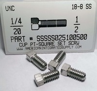 1/4-20X1/2 SQUARE HEAD SET SCREW CUP POINT 18-8 STAINLESS STEEL