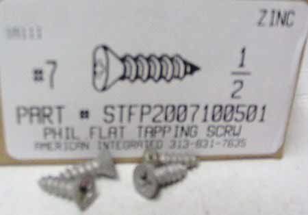 #7X1/2 FLAT HEAD PHILLIPS TAPPING SCREW A,AB STEEL ZINC PLATED
