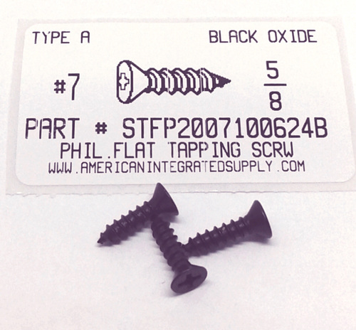 #7X5/8 FLAT HEAD PHILLIPS TAPPING SCREW A STEEL BLACK OXIDE