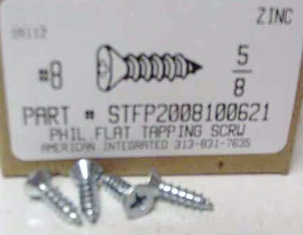 #8X5/8 FLAT HEAD PHILLIPS TAPPING SCREW A STEEL ZINC PLATED