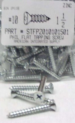 #10X1-1/2 FLAT HEAD PHILLIPS TAPPING SCREW A STEEL ZINC PLATED