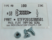 #10X1/2 FLAT HEAD PHILLIPS TAPPING SCREW AB STEEL ZINC PLATED