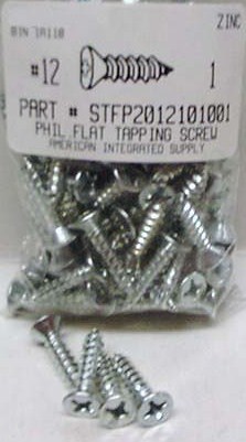 #12X1 FLAT HEAD PHILLIPS TAPPING SCREW A STEEL ZINC PLATED