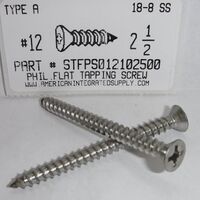 #12X2-1/2 FLAT HEAD PHILLIPS TAPPING SCREW A 18-8 STAINLESS STEEL