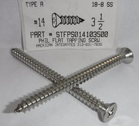 #14X3-1/2 FLAT HEAD PHILLIPS TAPPING SCREW A 18-8 STAINLESS STEEL