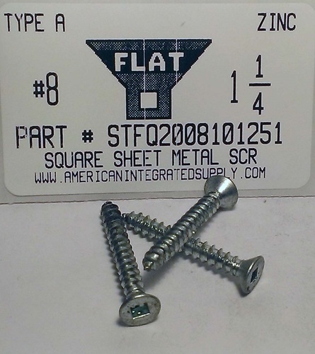 #8X1-1/4 FLAT HEAD SQUARE TAPPING SCREW A STEEL ZINC PLATED
