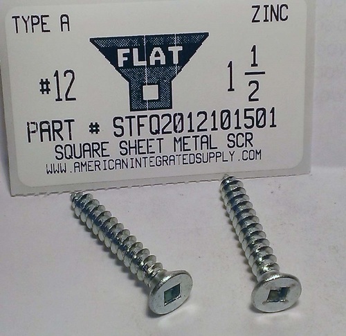 #12X1-1/2 FLAT HEAD SQUARE TAPPING SCREW A STEEL ZINC PLATED (DISCONTINUED)