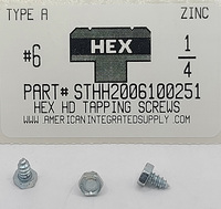 #6X1/4 HEX HEAD TAPPING SCREW AB STEEL ZINC PLATED (DISCONTINUED)