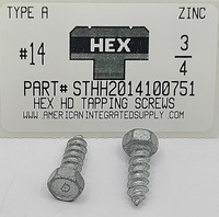 #14X3/4 HEX HEAD TAPPING SCREW TYPE A STEEL ZINC PLATED (DISCONTINUED)
