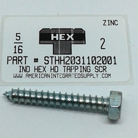 5/16X2 INDENTED HEX HEAD TAPPING SCREW A STEEL ZINC PLATED