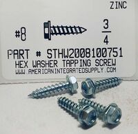 #8X3/4 HEX WASHER HEAD TAPPING SCREW AB STEEL ZINC PLATED (DISCONTINUED)