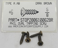 #6X5/8 OVAL HEAD PHILLIPS TAPPING SCREW AB STEEL DARK BROWN (DISCONTINUED)