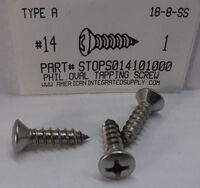#14X1 OVAL HEAD PHILLIPS TAPPING SCREW A 18-8 STAINLESS STEEL