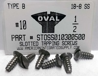 #10X1/2 UNDERCUT OVAL HEAD SLOTTED TAPPING SCREW B 18-8 STAINLESS STEEL