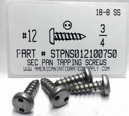 #12X3/4 PAN HEAD SPANNER DRIVE TAPPING SCREW A 18-8 STAINLESS STEEL