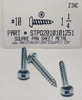 #10X1-1/4 PAN HEAD SQUARE DRIVE TAPPING SCREW A,AB STEEL ZINC PLATED