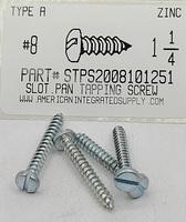 #8X1-1/4 PAN HEAD SLOTTED TAPPING SCREW A STEEL ZINC PLATED