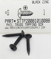 #8X1 TRUSS HEAD PHILLIPS TAPPING SCREW A STEEL BLACK ZINC PLATED