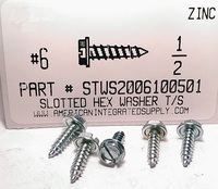 #6X1/2 HEX WASHER HEAD SLOTTED TAPPING SCREW AB STEEL ZINC PLATED