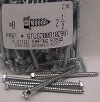 #8X2-1/2 HEX WASHER HEAD SLOTTED TAPPING SCREW TYPE A STEEL ZINC PLATED