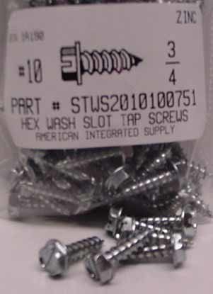 #10X3/4 HEX WASHER HEAD SLOTTED TAPPING SCREW TYPE A STEEL ZINC PLATED