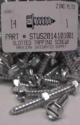 #14X1 HEX WASHER HEAD SLOTTED TAPPING SCREW A STEEL ZINC PLATED