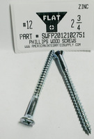 #12X2-3/4 FLAT HEAD PHILLIPS WOOD SCREW STEEL ZINC PLATED