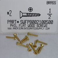 #2X1/2 FLAT HEAD PHILLIPS WOOD SCREW BRASS