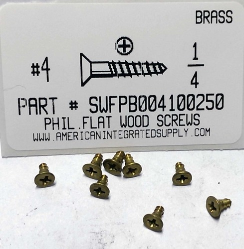 #4X1/4 FLAT HEAD PHILLIPS WOOD SCREW BRASS