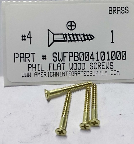 #4X1 FLAT HEAD PHILLIPS WOOD SCREW BRASS