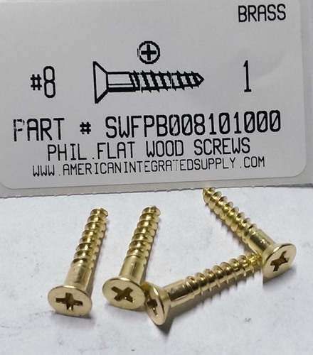 #8X1 FLAT HEAD PHILLIPS WOOD SCREW BRASS