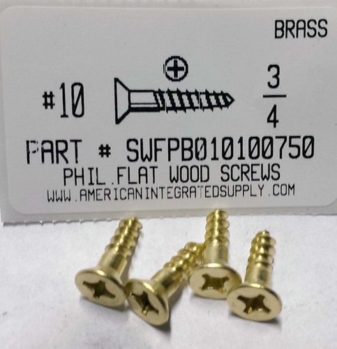 #10X3/4 FLAT HEAD PHILLIPS WOOD SCREW BRASS