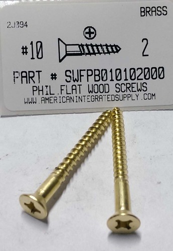 #10X2 FLAT HEAD PHILLIPS WOOD SCREW BRASS