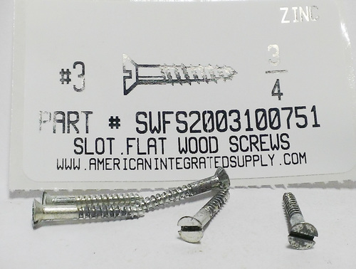 #3X3/4 FLAT HEAD SLOTTED WOOD SCREW STEEL ZINC PLATED (DISCONTINUED)