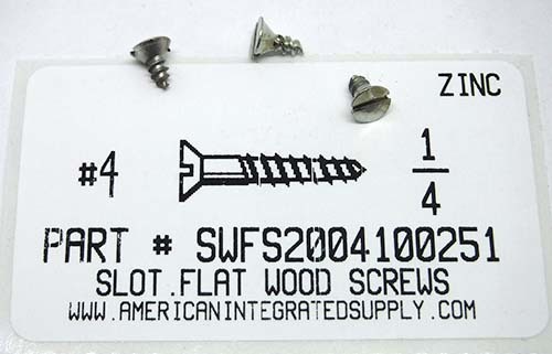 #4X1/4 FLAT HEAD SLOTTED WOOD SCREW STEEL ZINC PLATED (DISCONTINUED)