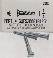 #6X1-1/4 FLAT HEAD SLOTTED WOOD SCREW STEEL ZINC PLATED