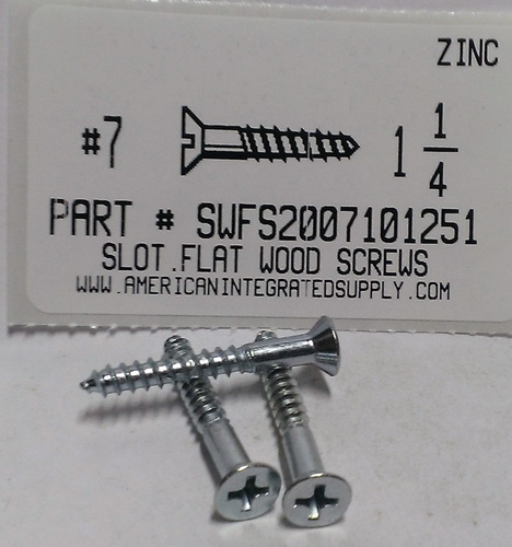 #7X1-1/4 FLAT HEAD SLOTTED WOOD SCREW STEEL ZINC PLATED