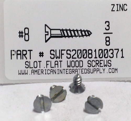 #8X3/8 FLAT HEAD SLOTTED WOOD SCREW STEEL ZINC PLATED (DISCONTINUED)