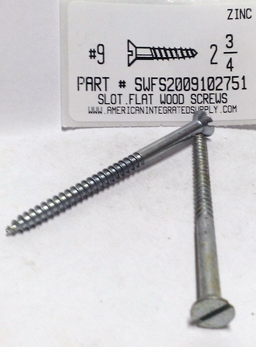 #9X2-3/4 FLAT HEAD SLOTTED WOOD SCREW STEEL ZINC PLATED (DISCONTINUED)
