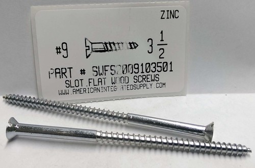 #9X3-1/2 FLAT HEAD SLOTTED WOOD SCREW STEEL ZINC PLATED