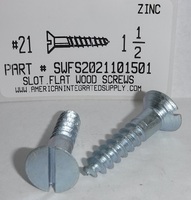 #21X1-1/2 FLAT HEAD SLOTTED WOOD SCREW ZINC PLATED
