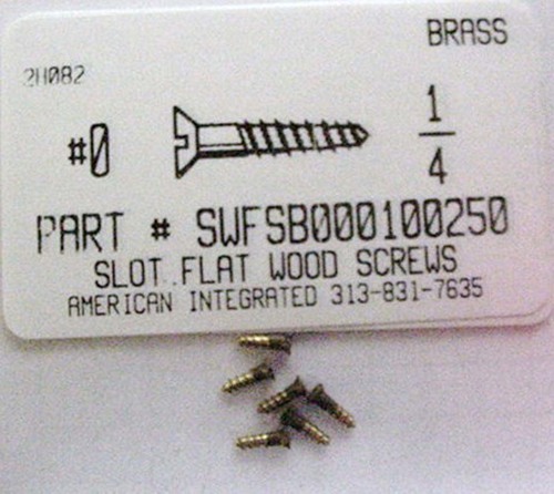 #0X1/4 FLAT HEAD SLOTTED WOOD SCREW BRASS