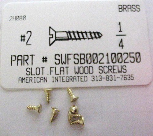 #2X1/4 FLAT HEAD SLOTTED WOOD SCREW BRASS