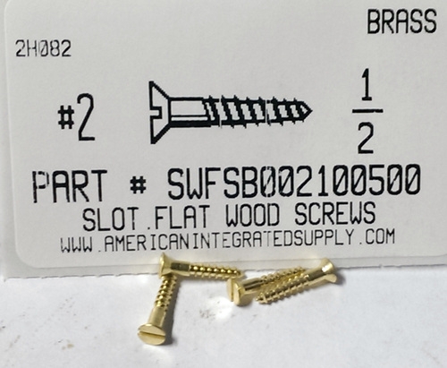 #2X1/2 FLAT HEAD SLOTTED WOOD SCREW BRASS