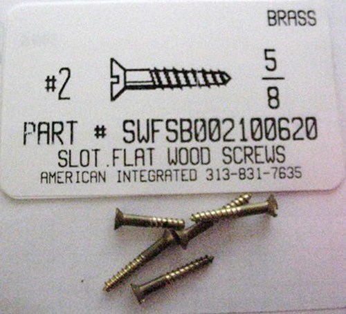#2X5/8 FLAT HEAD SLOTTED WOOD SCREW BRASS