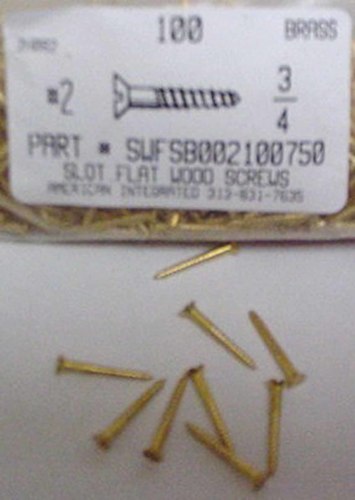 #2X3/4 FLAT HEAD SLOTTED WOOD SCREW BRASS